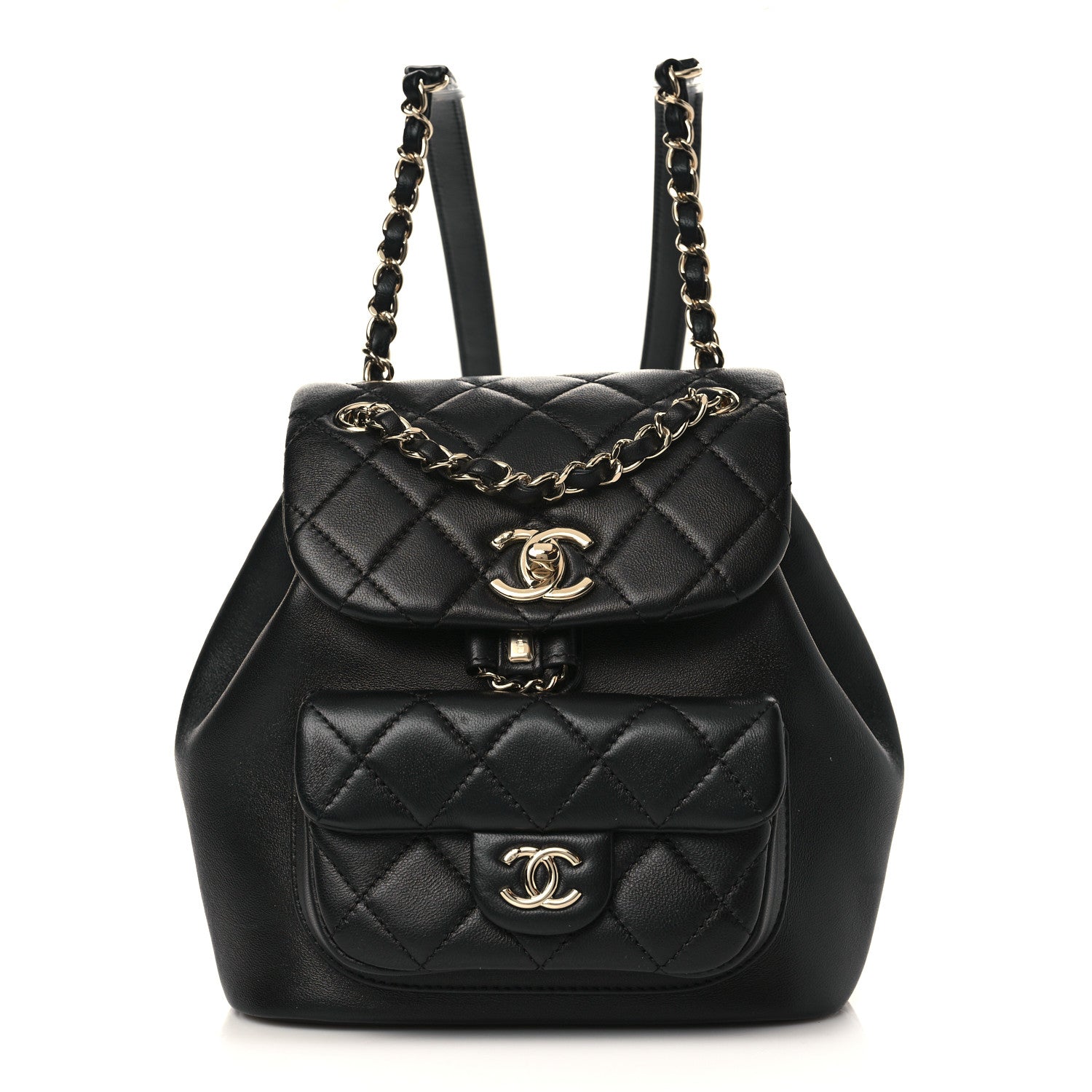 Chanel Lambskin Quilted Small Duma Drawstring Backpack Black 1 of 10