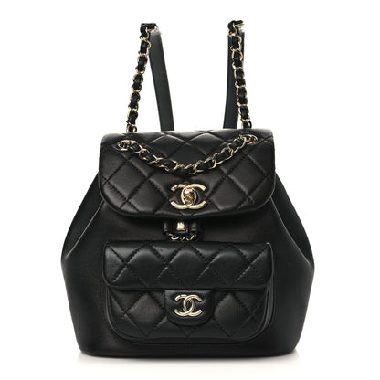Chanel Lambskin Quilted Small Duma Drawstring Backpack Black 1 of 10