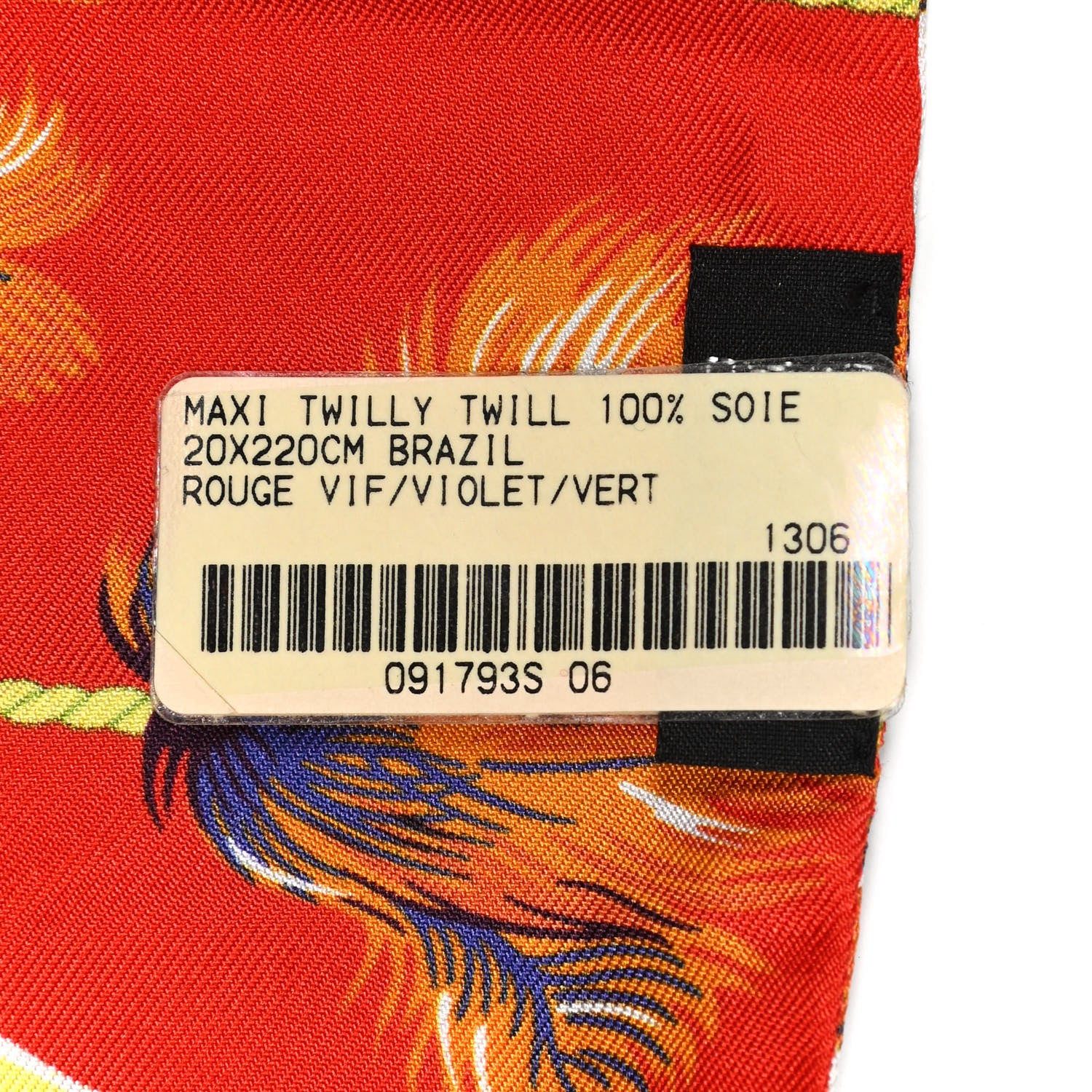 Hermes Silk Brazil Maxi Twilly Rouge Vif Violet Vert 3 of 5
