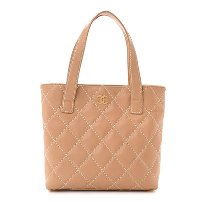 Chanel Calfskin Quilted Surpique Stitch Small Tote Beige 1 of 16