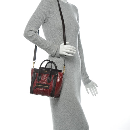 Celine Python Smooth Calfskin Nano Luggage Burgundy 2 of 6