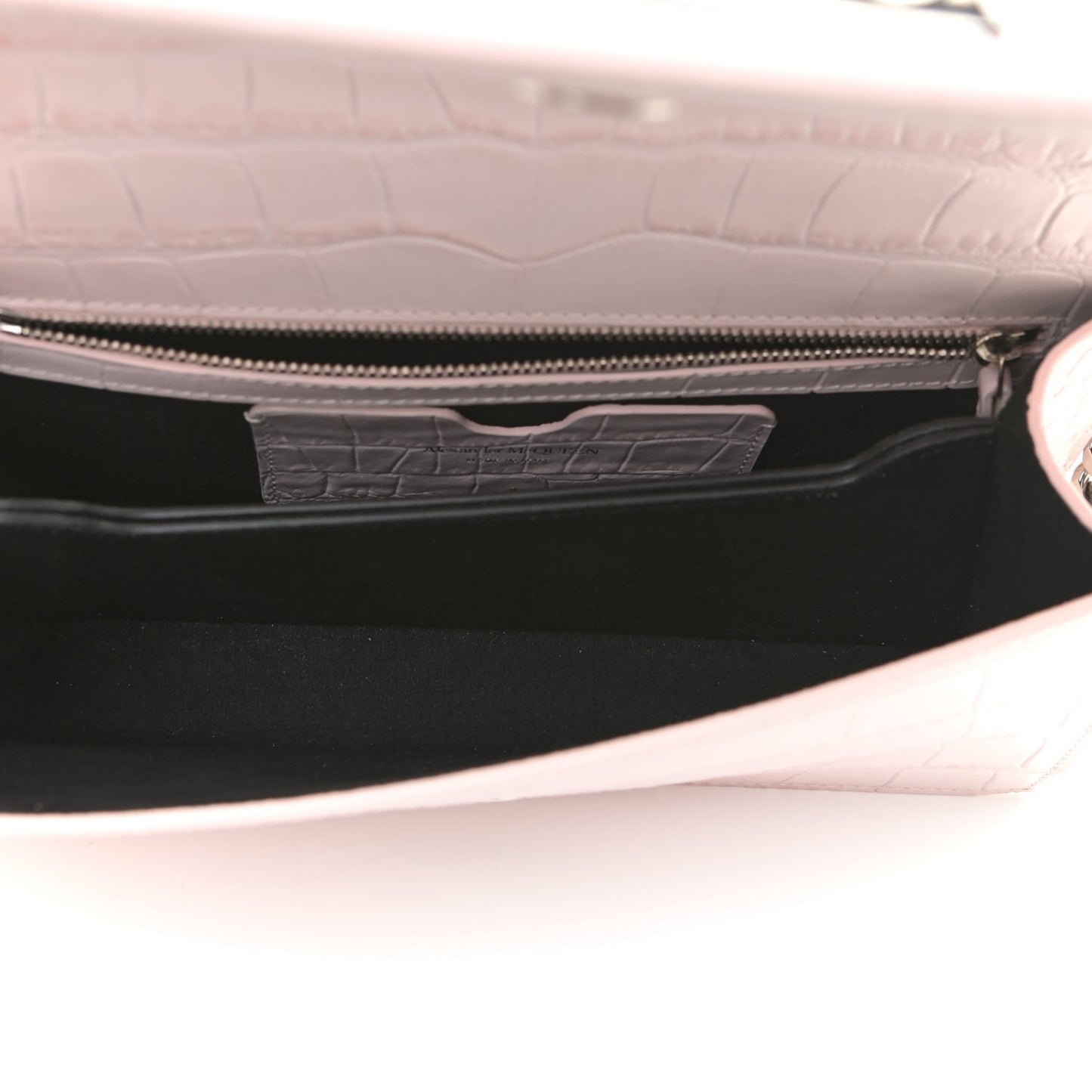 Shiny Crocodile Embossed Jeweled Satchel Pink