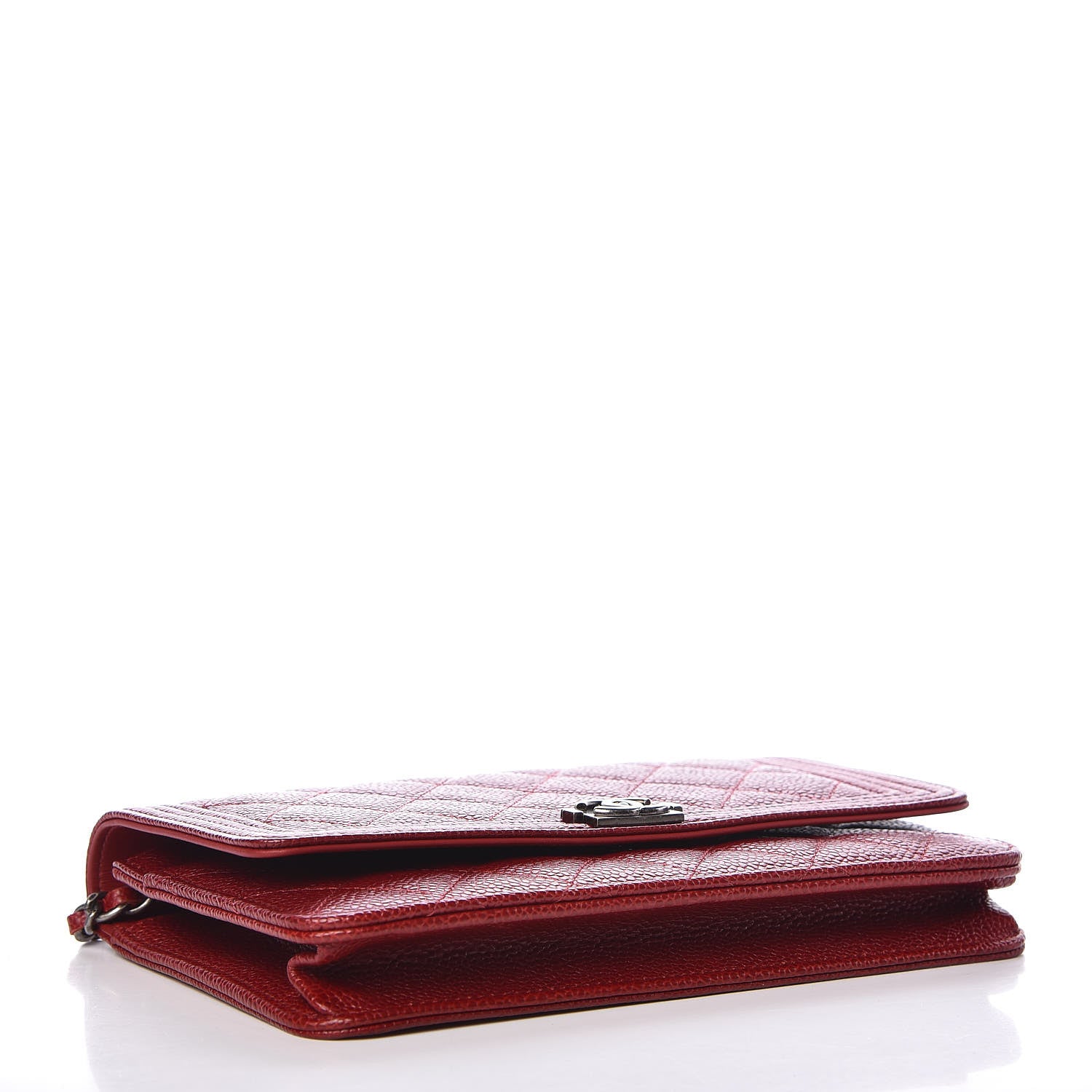 Chanel Caviar Quilted Boy Wallet On Chain WOC Red 4 of 10