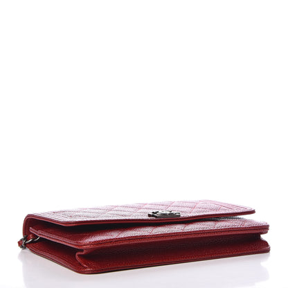 Chanel Caviar Quilted Boy Wallet On Chain WOC Red 4 of 10