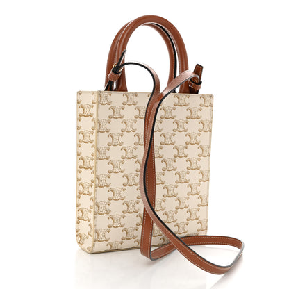 Celine Triomphe Canvas Calfskin Mini Vertical Cabas White 3 of 8