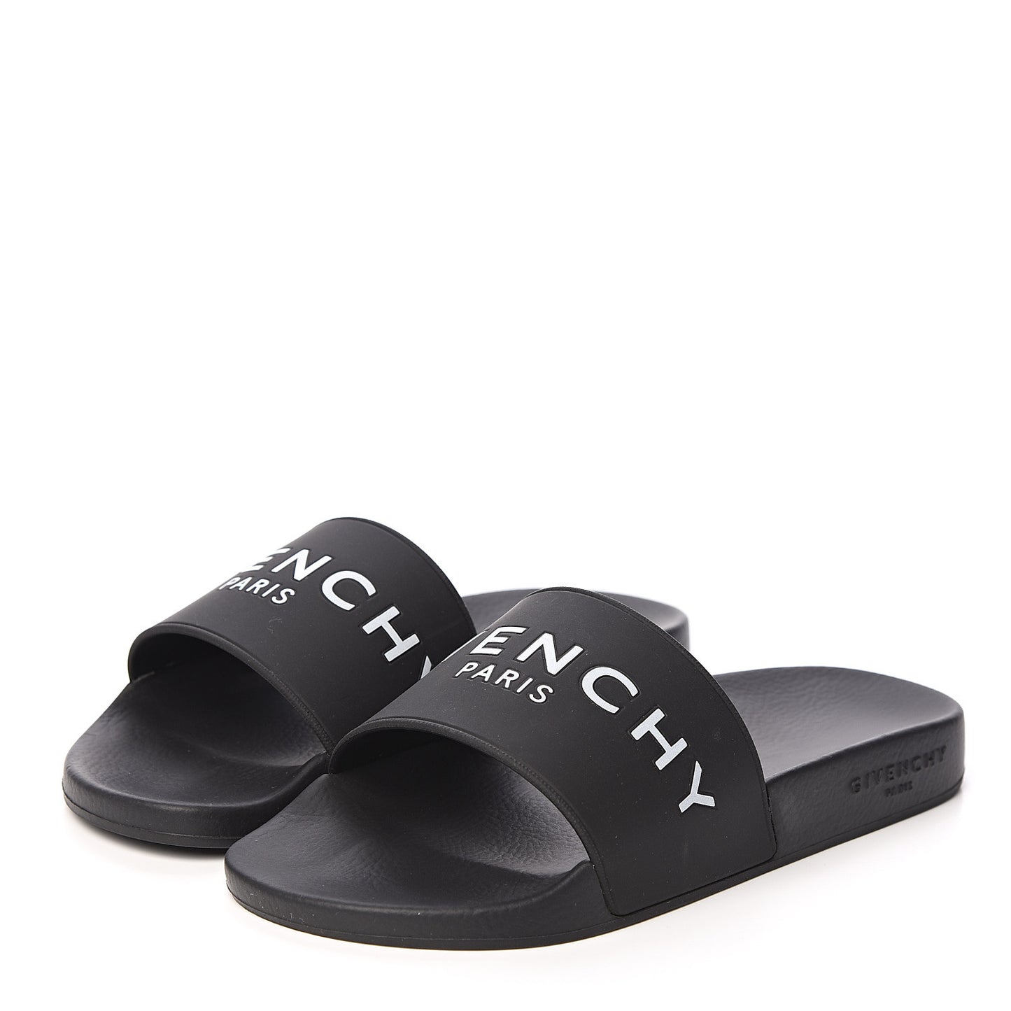 Rubber Logo Pool Slide Sandals 38 Black