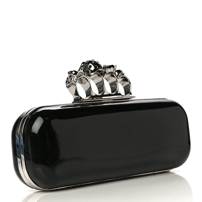 Alexander McQueen Patent Skull Knuckle Duster Box Clutch Black 3 of 11