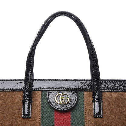 Gucci Suede Patent Web Ophidia Vertical Tote Nocciola Black 10 of 11