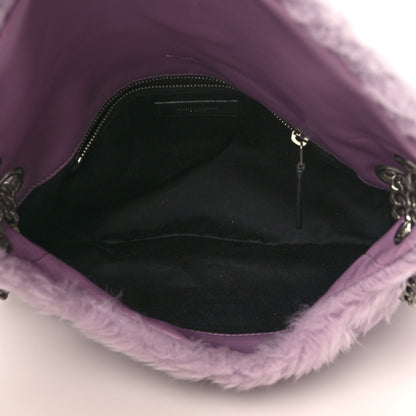 Saint Laurent Merino Shearling Lambskin Quilted Small Loulou Puffer Monogram Chain Satchel Lila 5 of 8