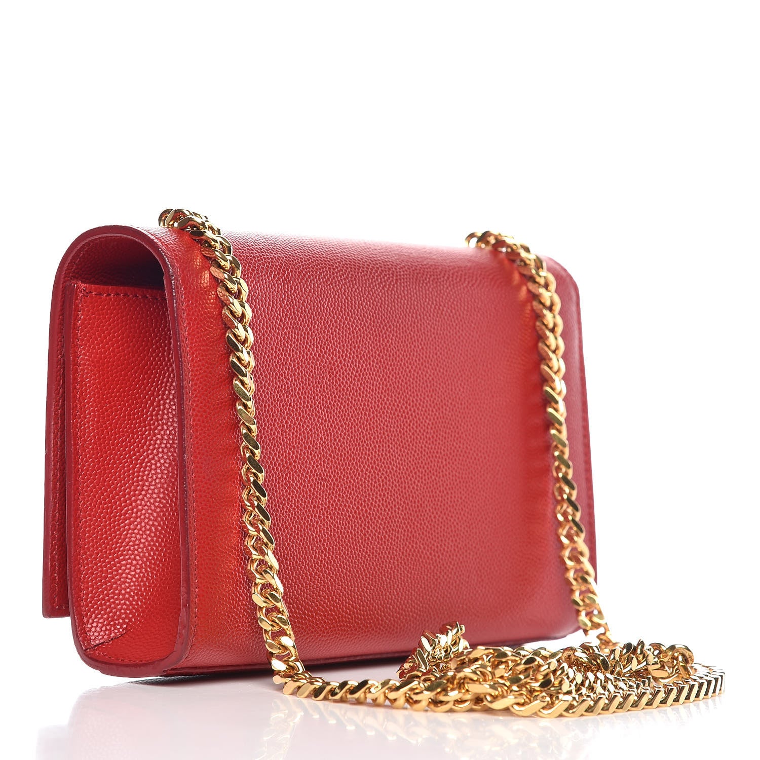 Saint Laurent Grain De Poudre Small Monogram Kate Satchel Red 3 of 10
