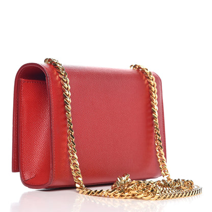 Saint Laurent Grain De Poudre Small Monogram Kate Satchel Red 3 of 10