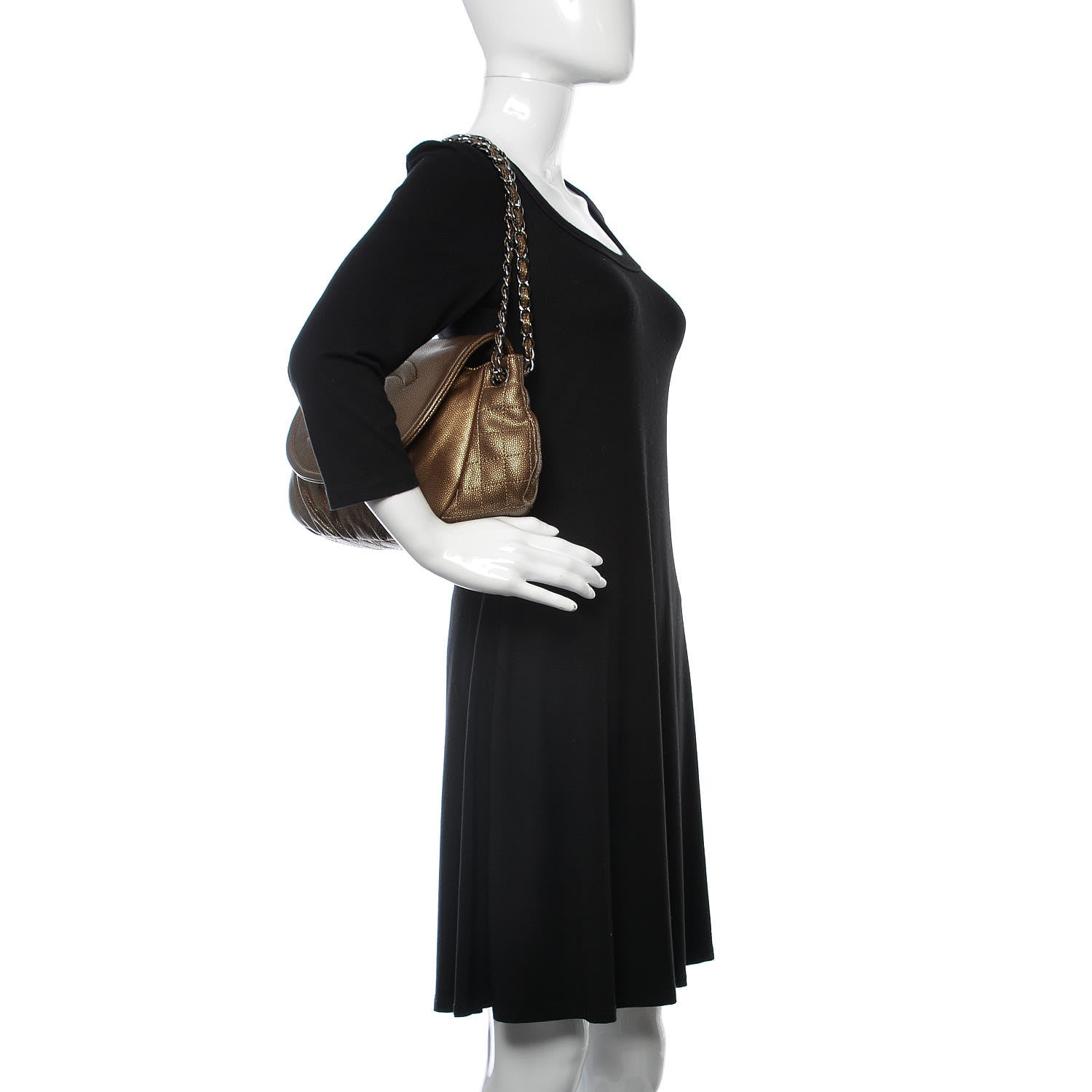 Chanel Metallic Caviar Half Moon Large Flap Bronze 2 of 9