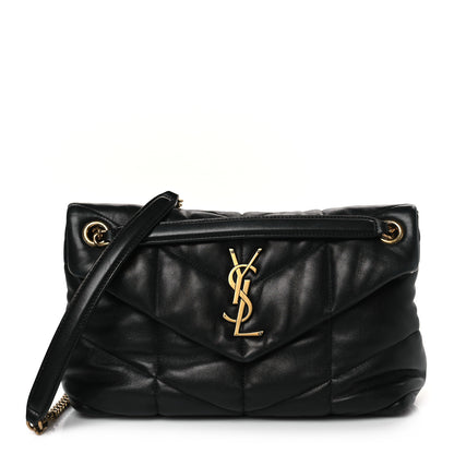 Saint Laurent Lambskin Quilted Small Loulou Puffer Monogram Chain Satchel Black 1 of 9