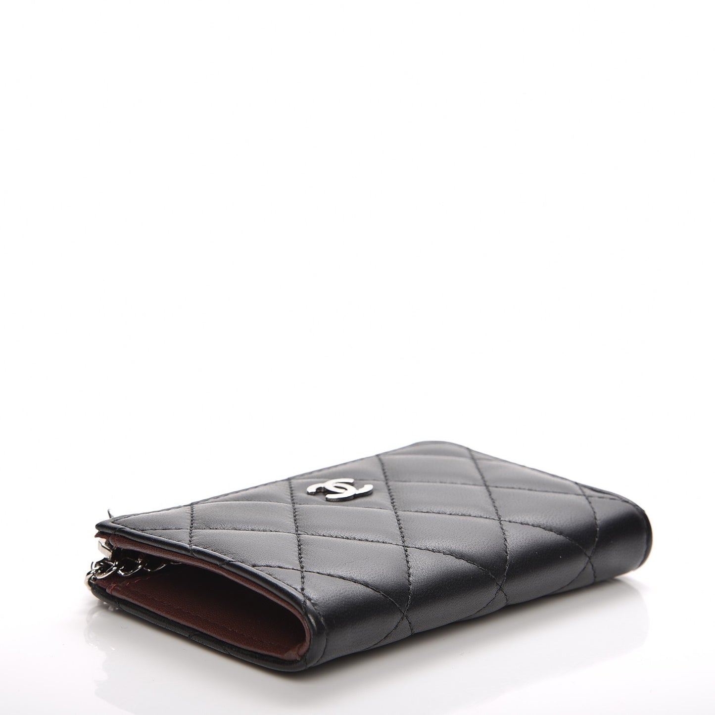 Lambskin Quilted Key Holder Case Black
