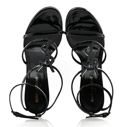 Saint Laurent Patent Cassandra 100 Ankle Strap Sandals 39 Black 2 of 8
