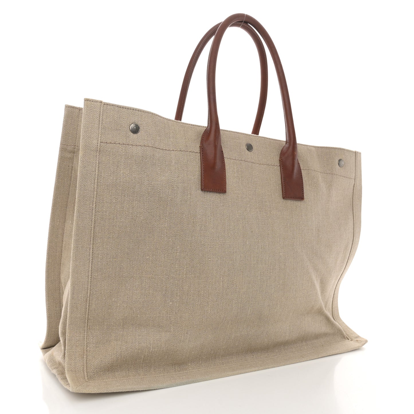 Linen Calfskin Small Rive Gauche Tote Brown