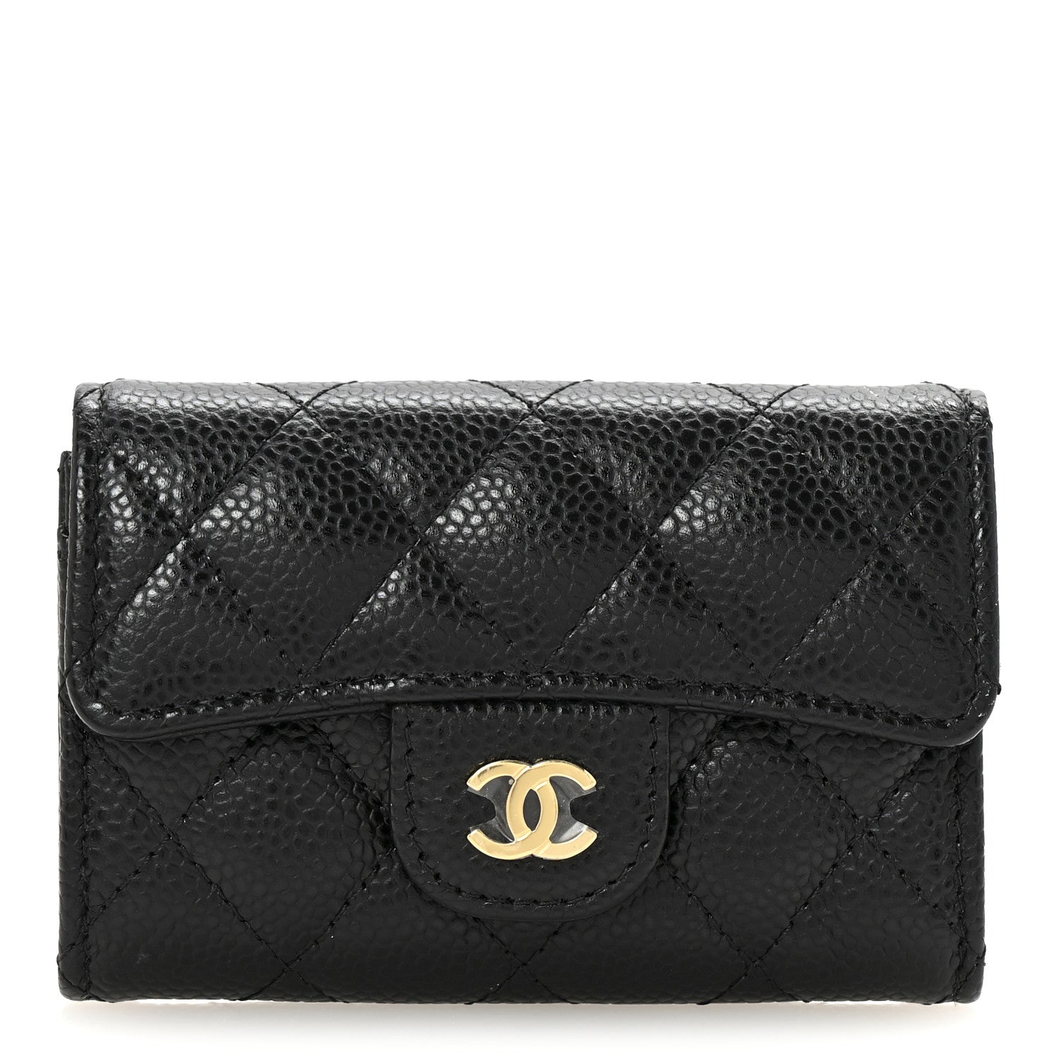 Chanel Caviar Quilted Flap Card Holder Wallet Black 1 of 9