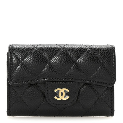 Chanel Caviar Quilted Flap Card Holder Wallet Black 1 of 9