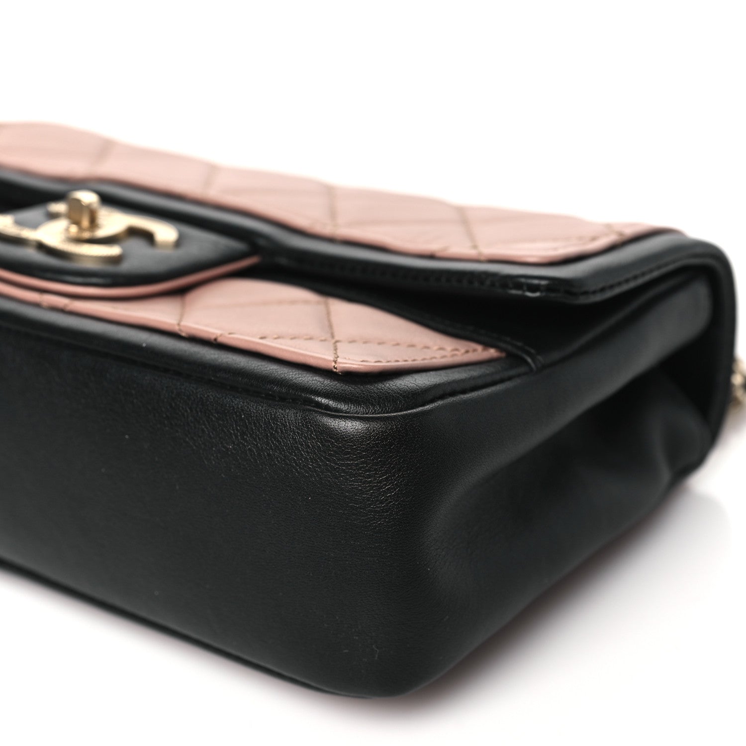 Chanel Lambskin Quilted Small Graphic Flap Beige Black 10 of 11