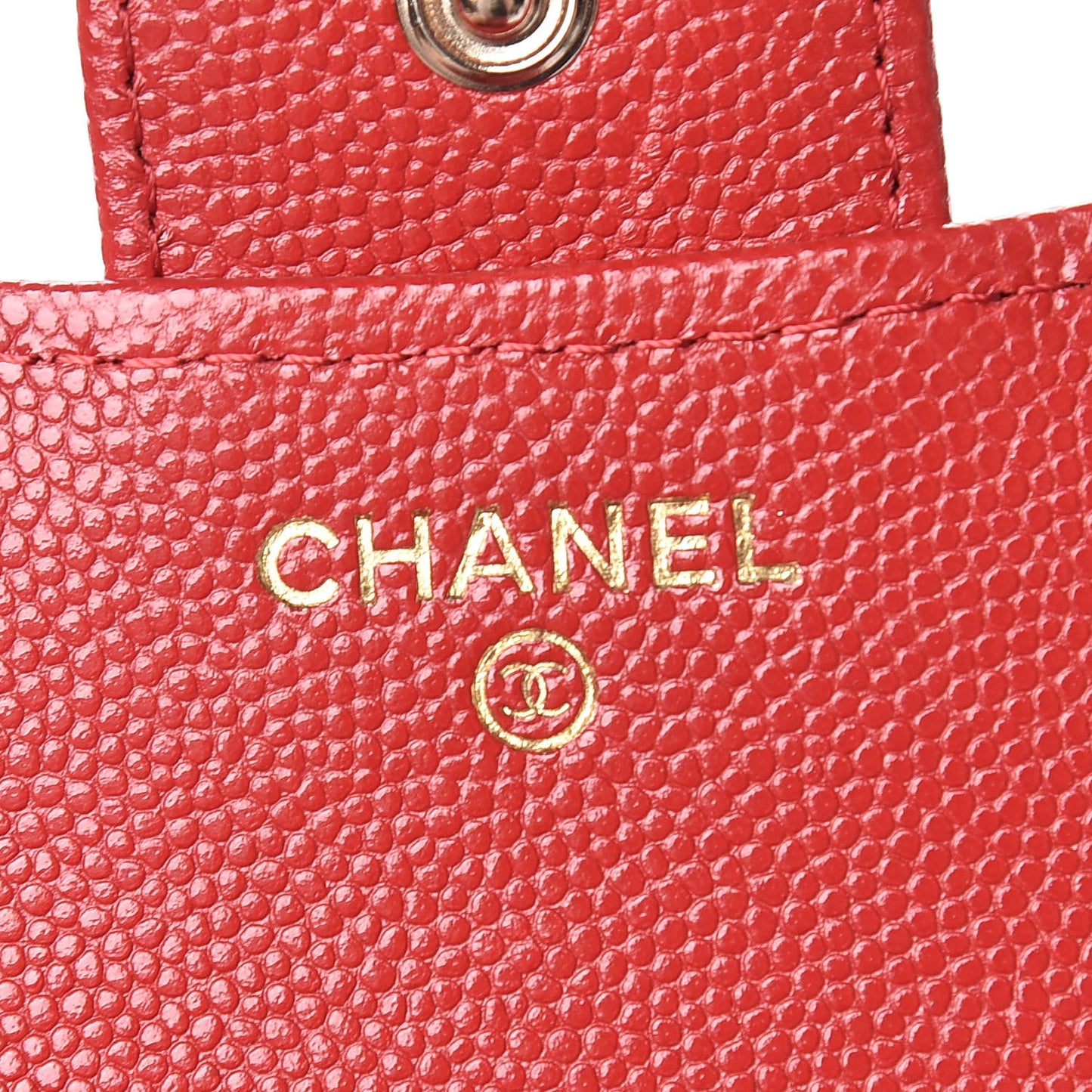 Caviar Quilted Compact Flap Wallet Red