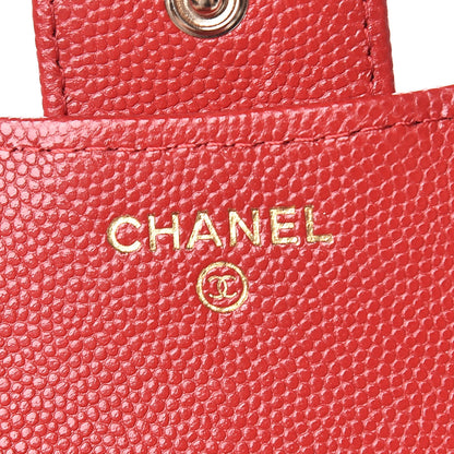Chanel Caviar Quilted Compact Flap Wallet Red 6 of 9
