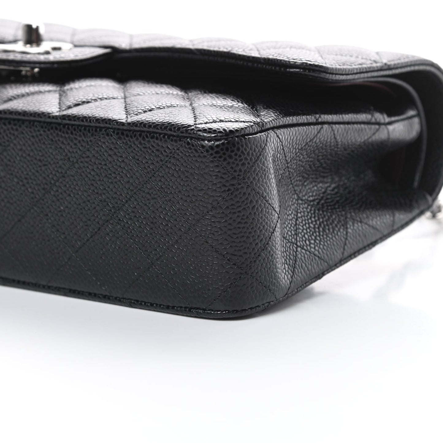 Caviar Quilted Medium Double Flap Black