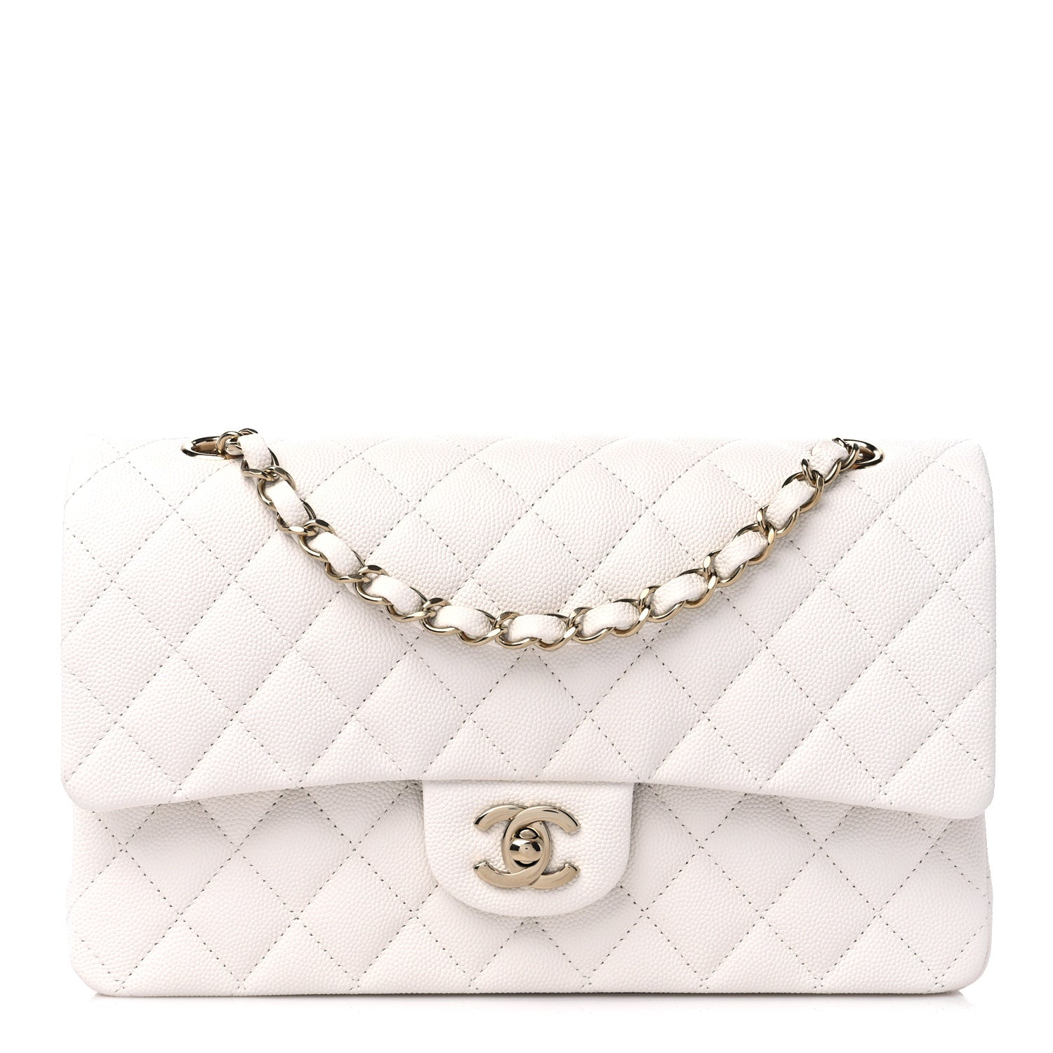 Chanel Caviar Quilted Medium Double Flap White 1 of 10