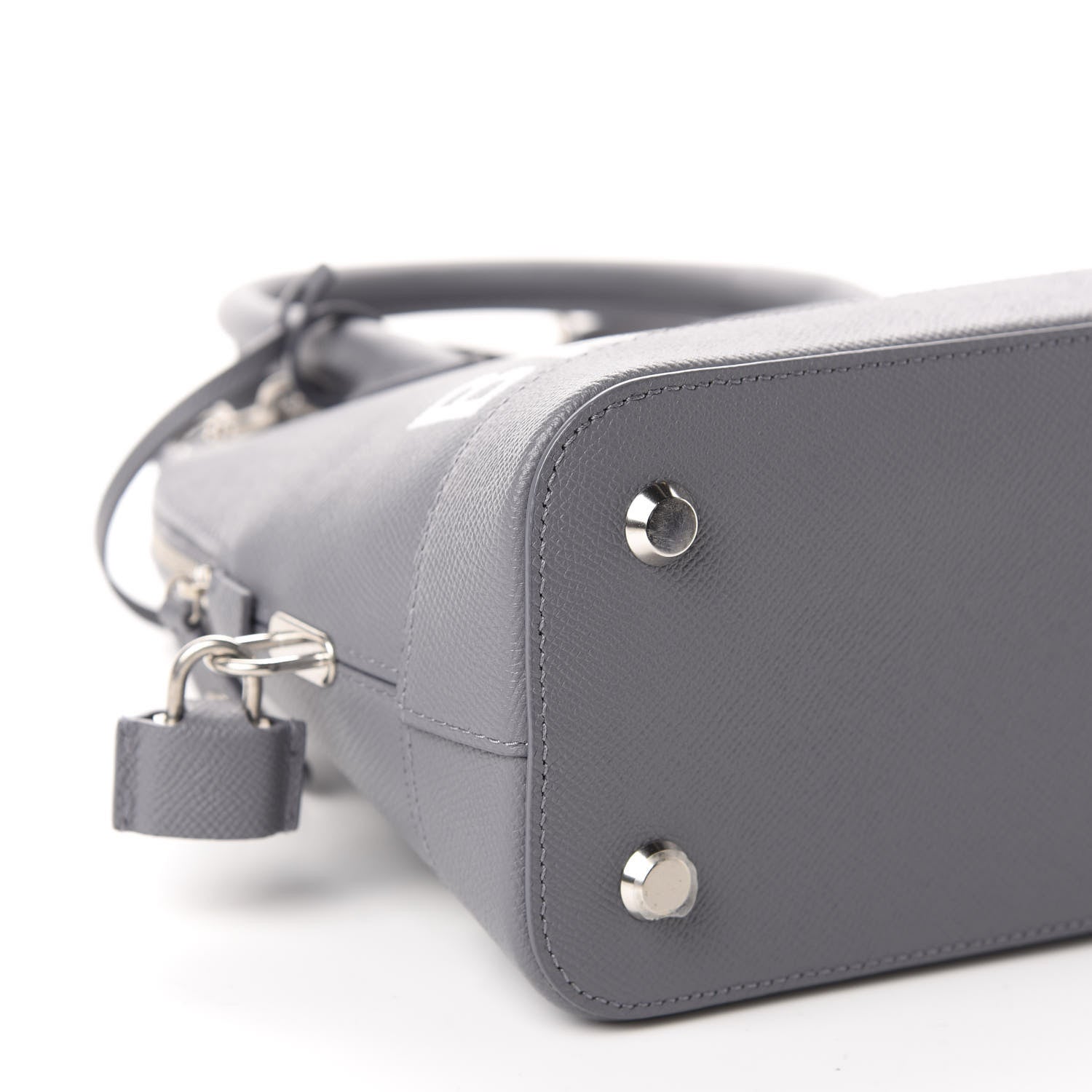 Balenciaga Signature Grained Calfskin Logo S Ville Top Handle Bag Gris Perle Fonce White 6 of 10