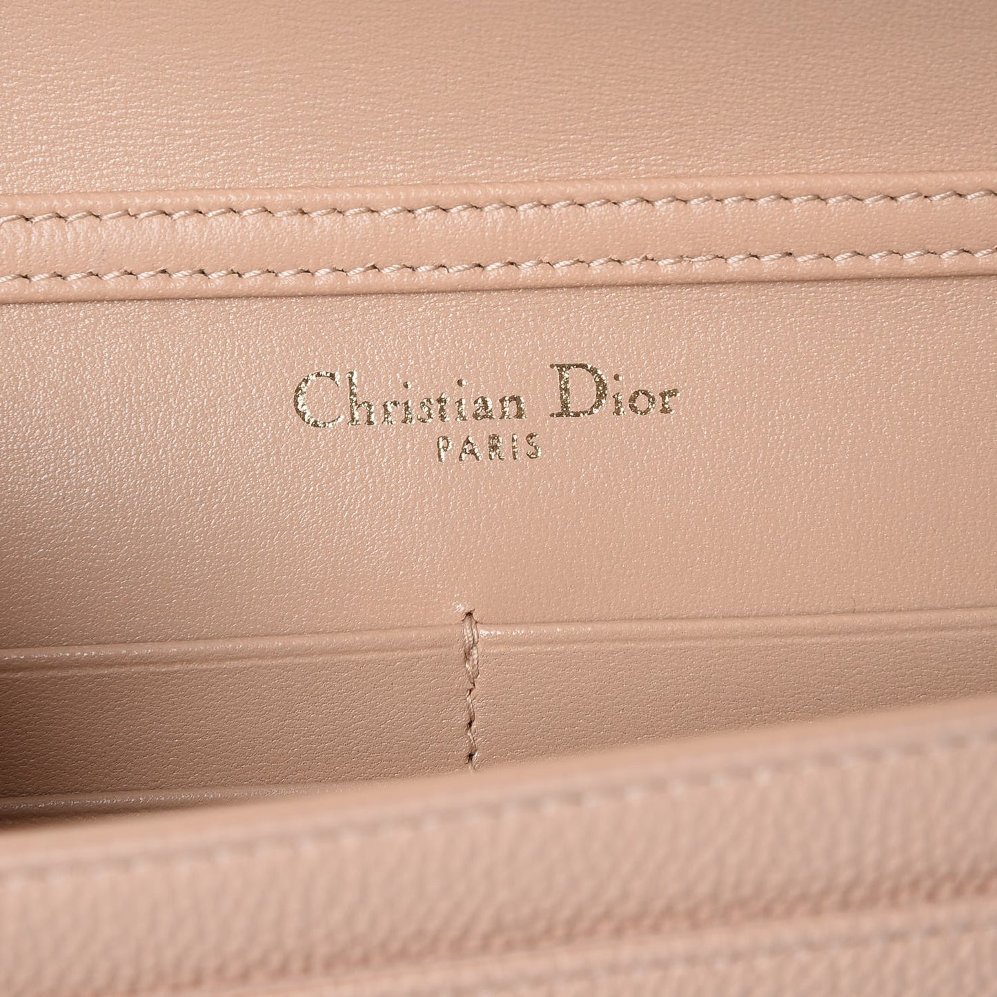 Grained Calfskin Diorama Wallet on Chain Pouch Rose Poudre