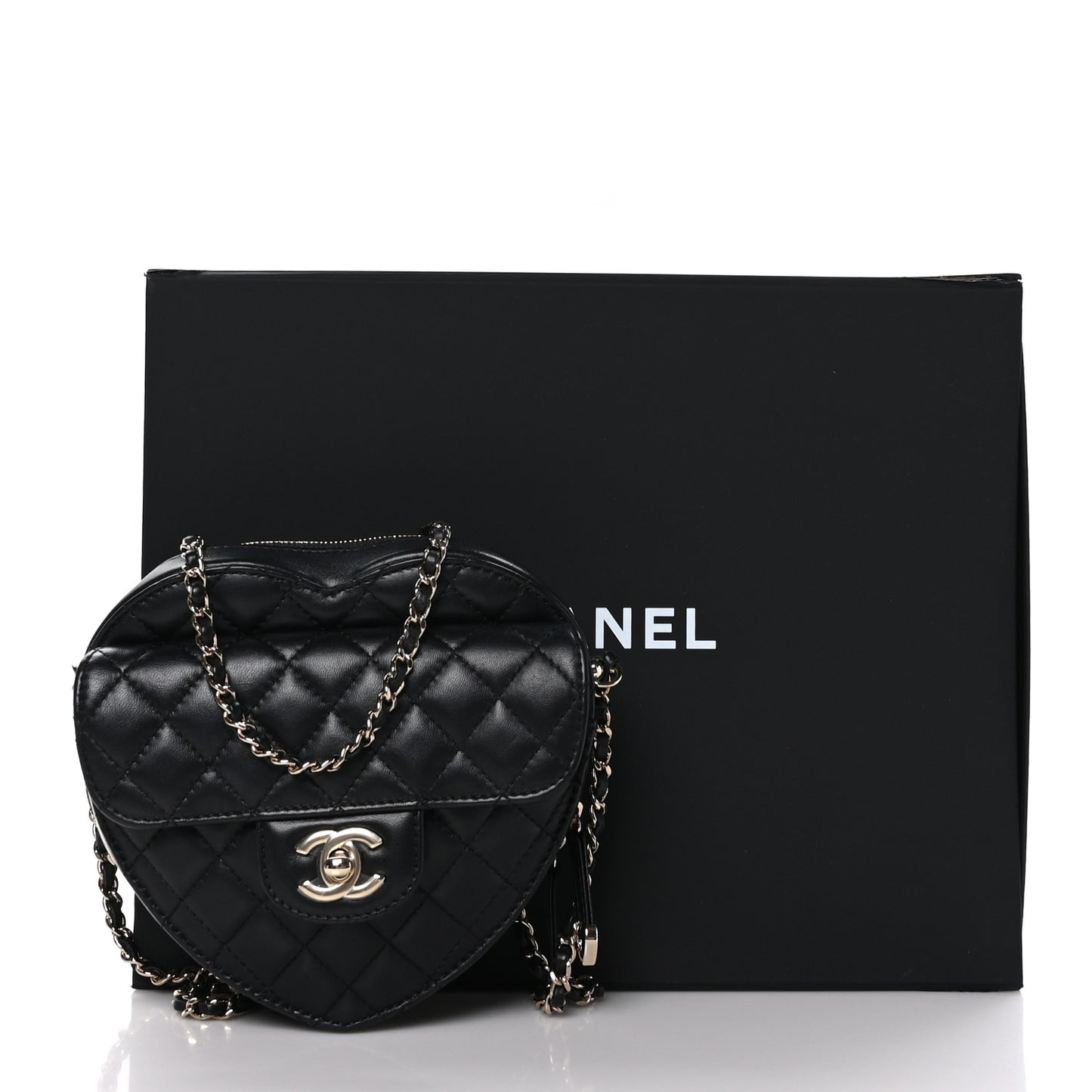 Lambskin Quilted CC In Love Heart Bag Black