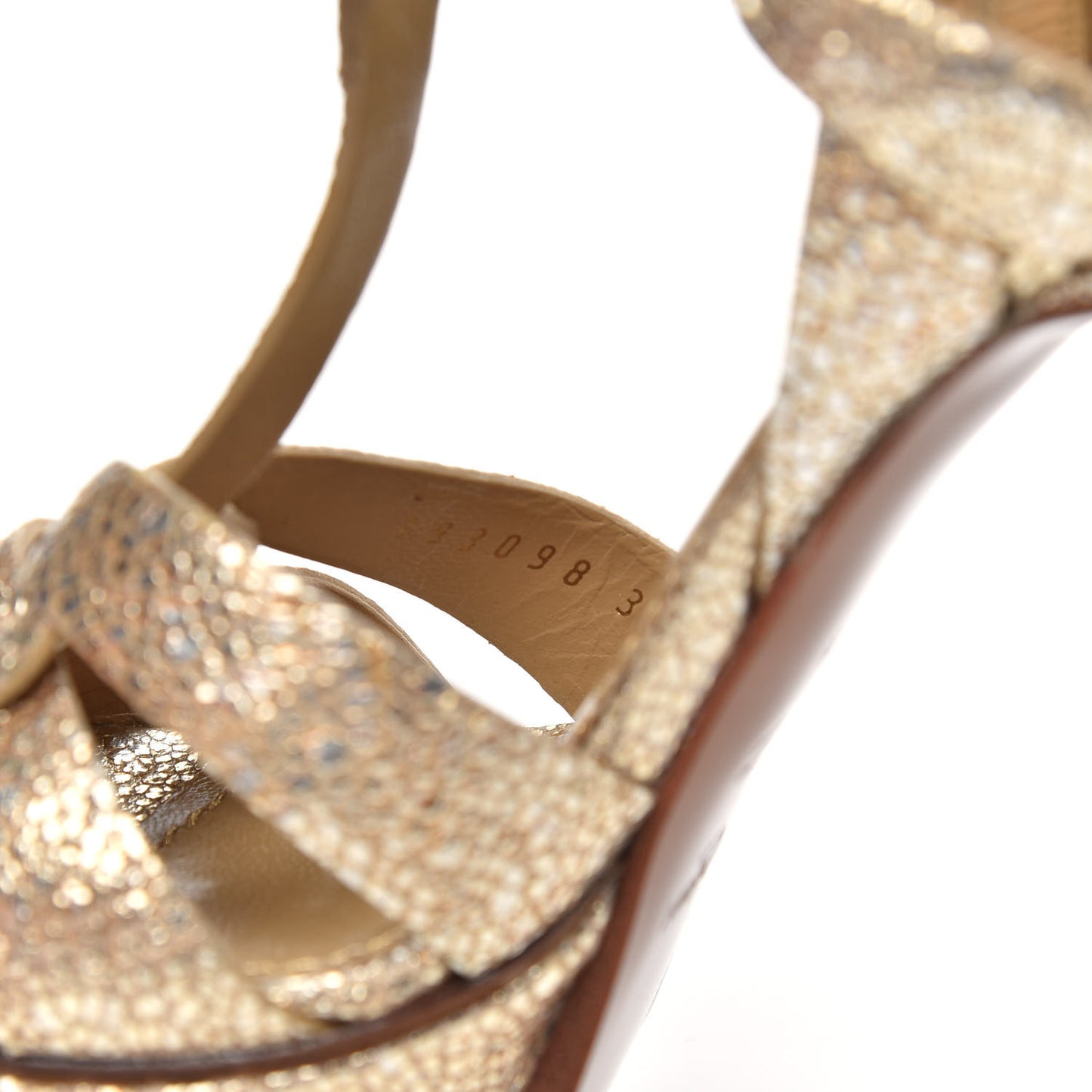 Metallic Calfskin Tribute 105 Platform Sandals 35 Gold