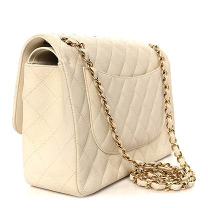 Chanel Caviar Quilted Jumbo Double Flap White 3 of 11