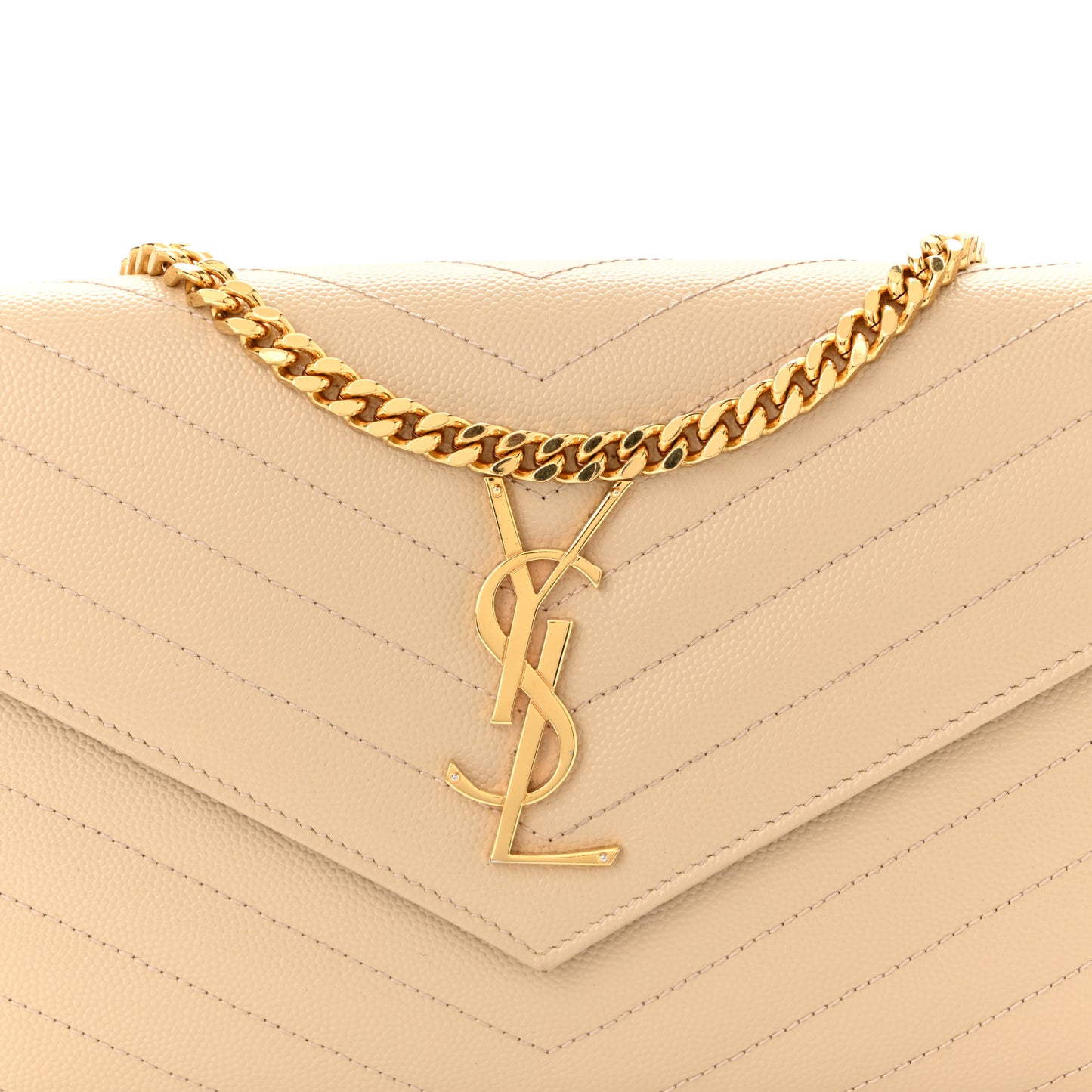 Grain De Poudre Matelasse Chevron Monogram Chain Wallet Nude Powder Nude Powder
