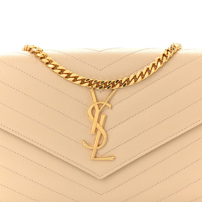 Saint Laurent Grain De Poudre Matelasse Chevron Monogram Chain Wallet Nude Powder Nude Powder 8 of 11