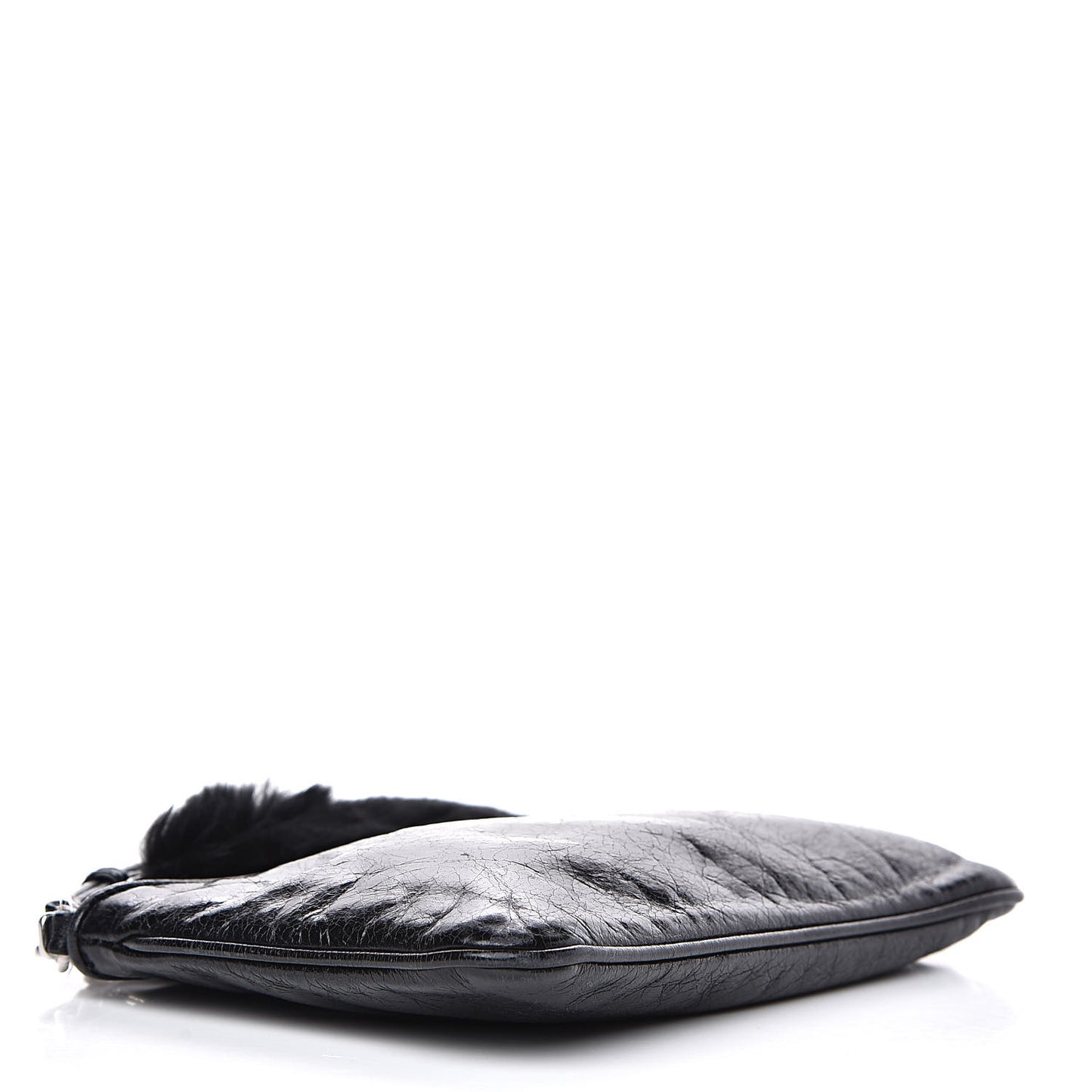 Nappa Lux Rabbit Fur Pouch Black
