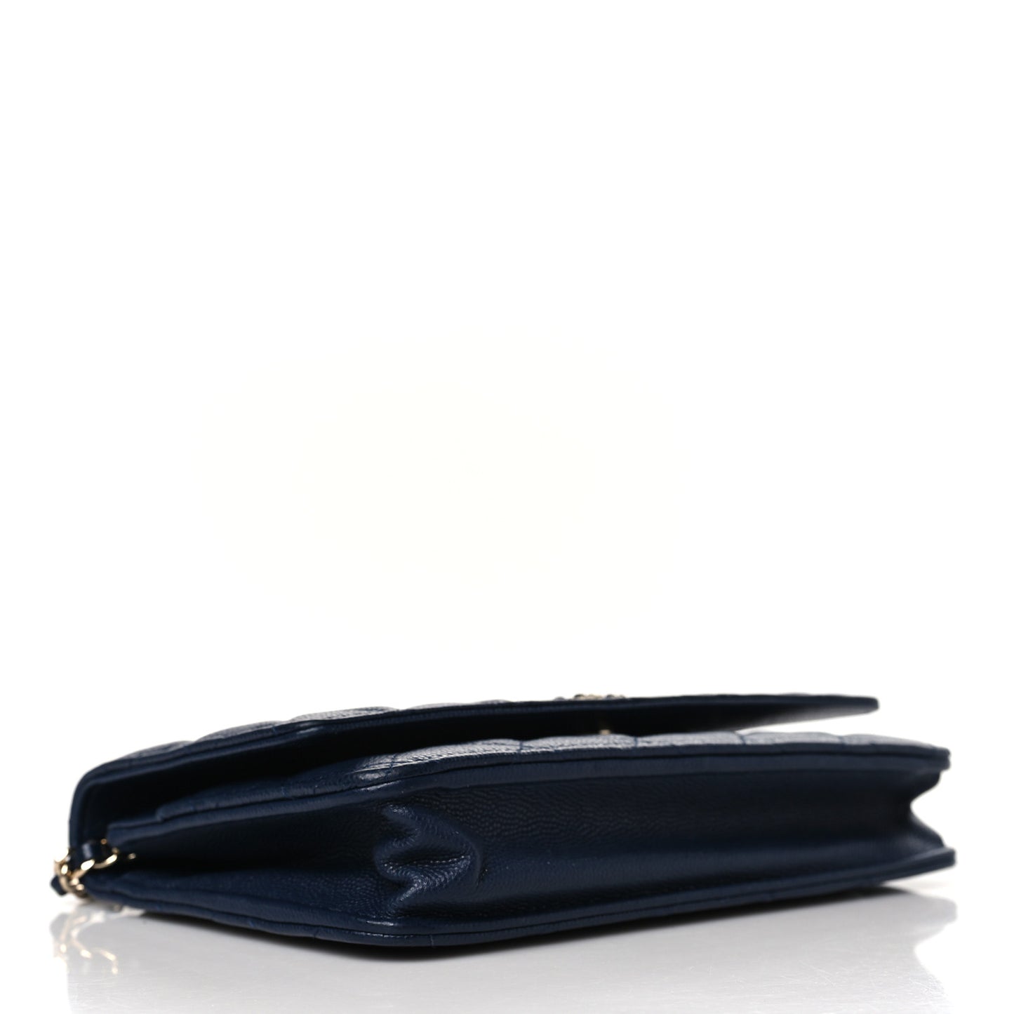 Caviar Quilted Crystal CC Wallet On Chain WOC Navy