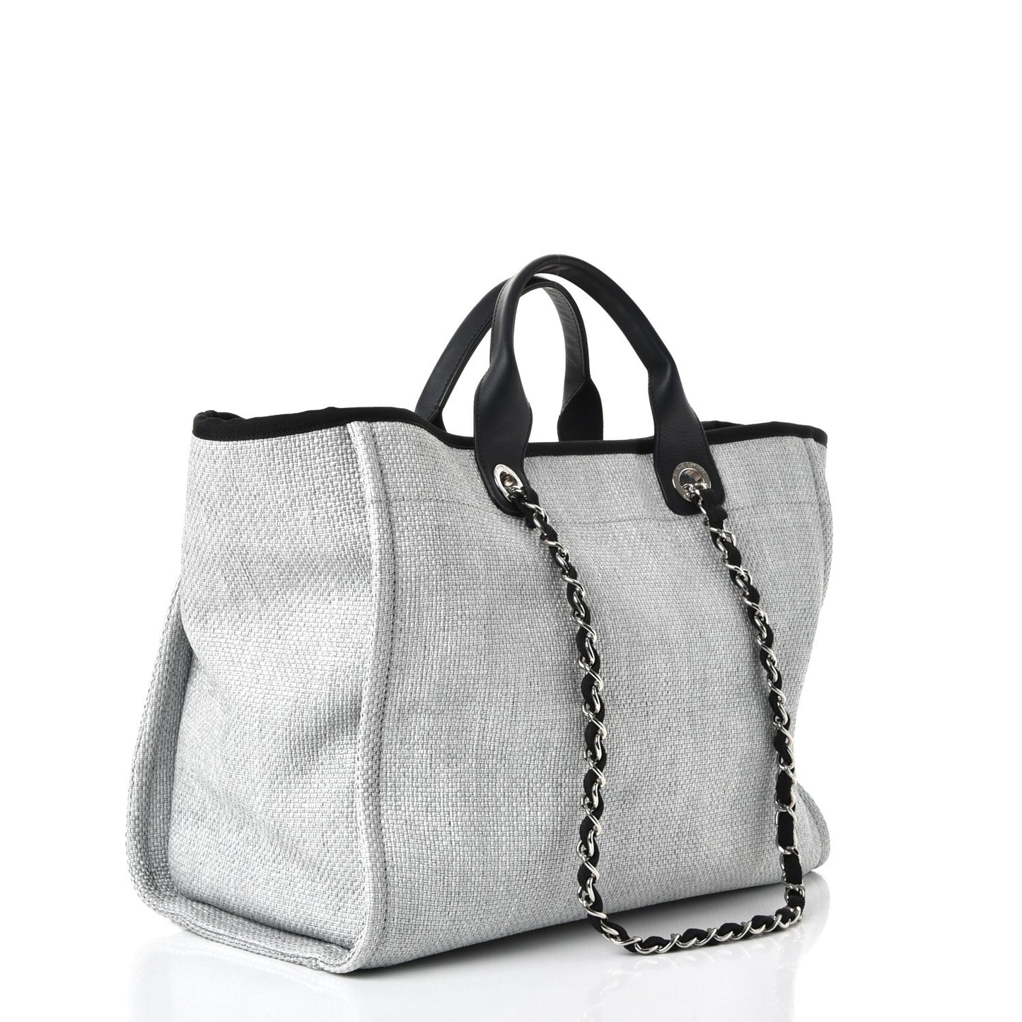 Woven Straw Raffia Deauville Large Tote Grey