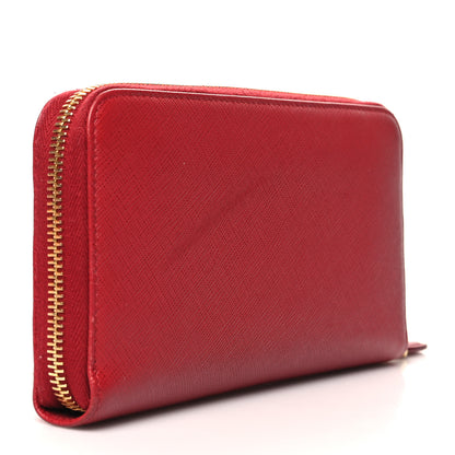 Prada Saffiano Metal Zip Around Wallet Fuoco 3 of 12