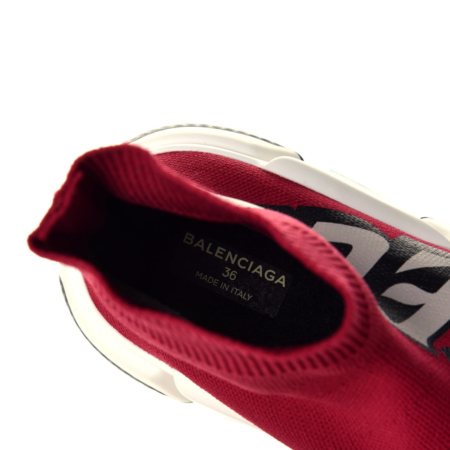 Balenciaga Neoprene Knit Europe Print Womens Speed Sneakers 36 Red Yellow Black 7 of 9