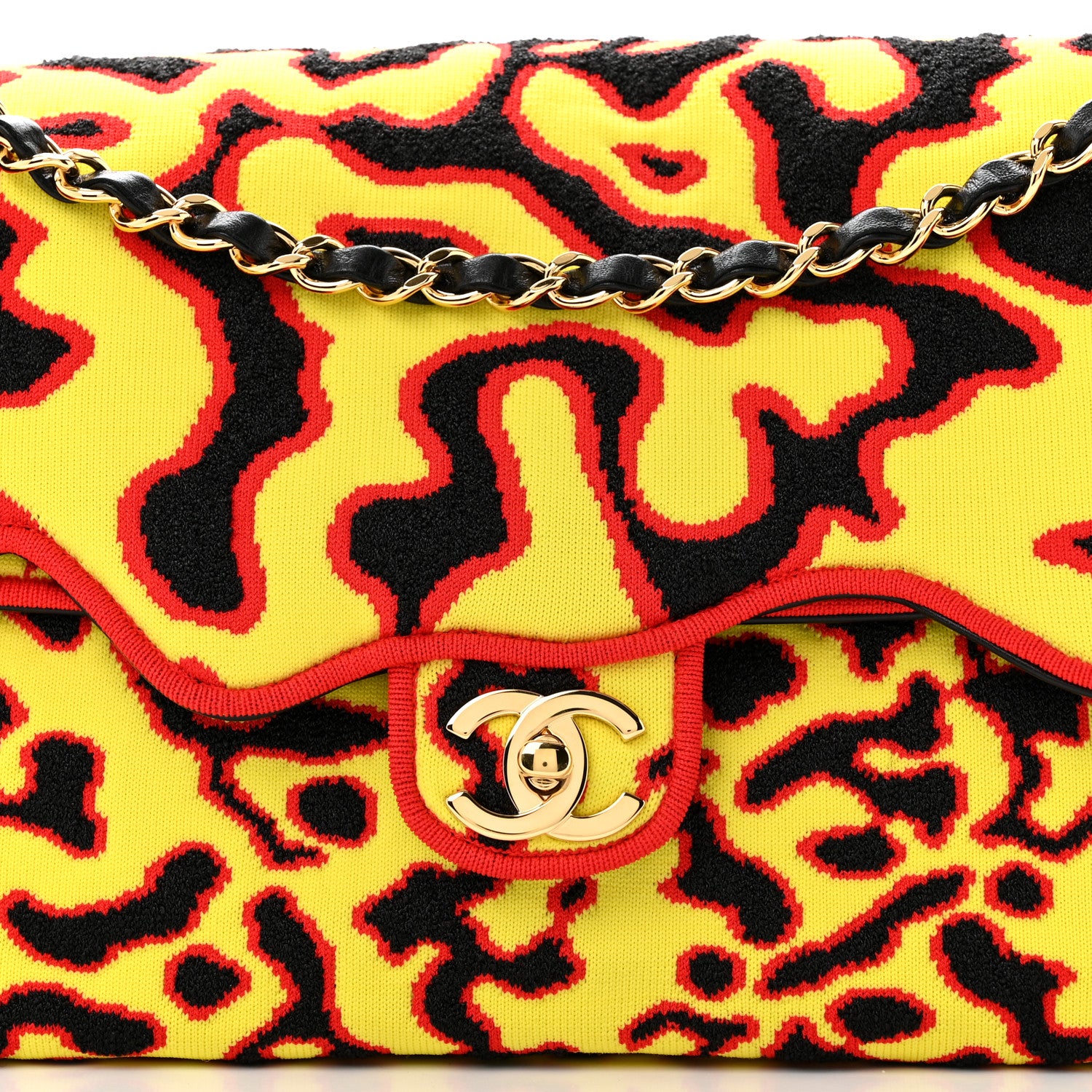 Chanel Mixed Fibers Magma Maxi Flap Yellow Black Red 14 of 32