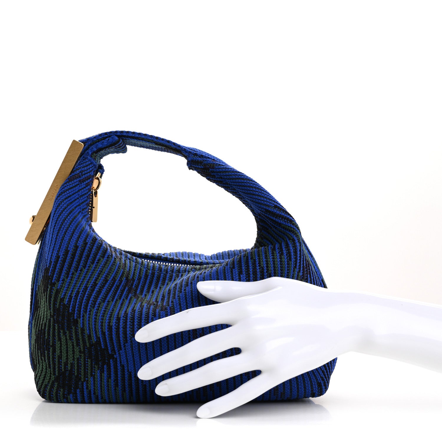 Burberry Canvas Knitted Check Mini Peg Duffle Bag Knight 1693524
