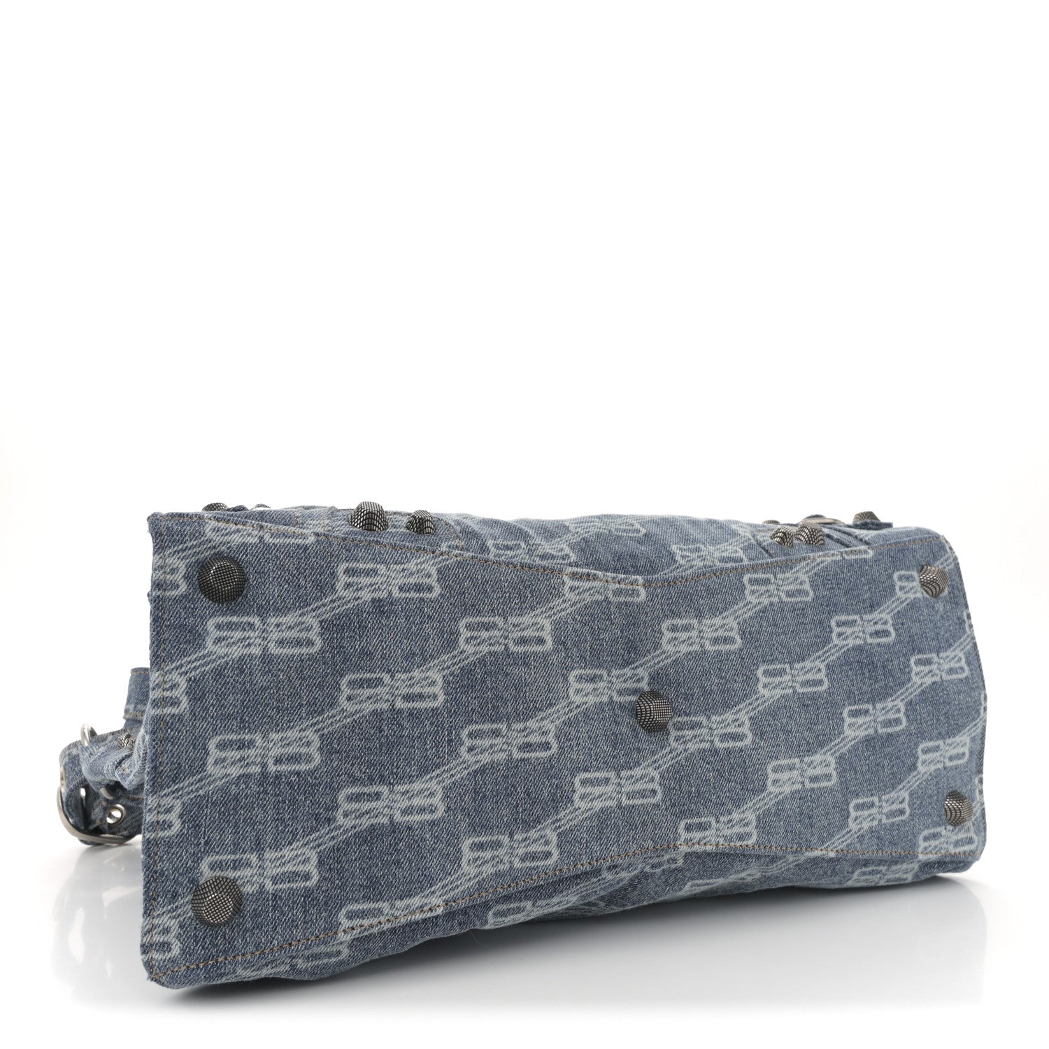 Balenciaga Denim BB Monogram Neo Cagole City Handbag Blue 5 of 11