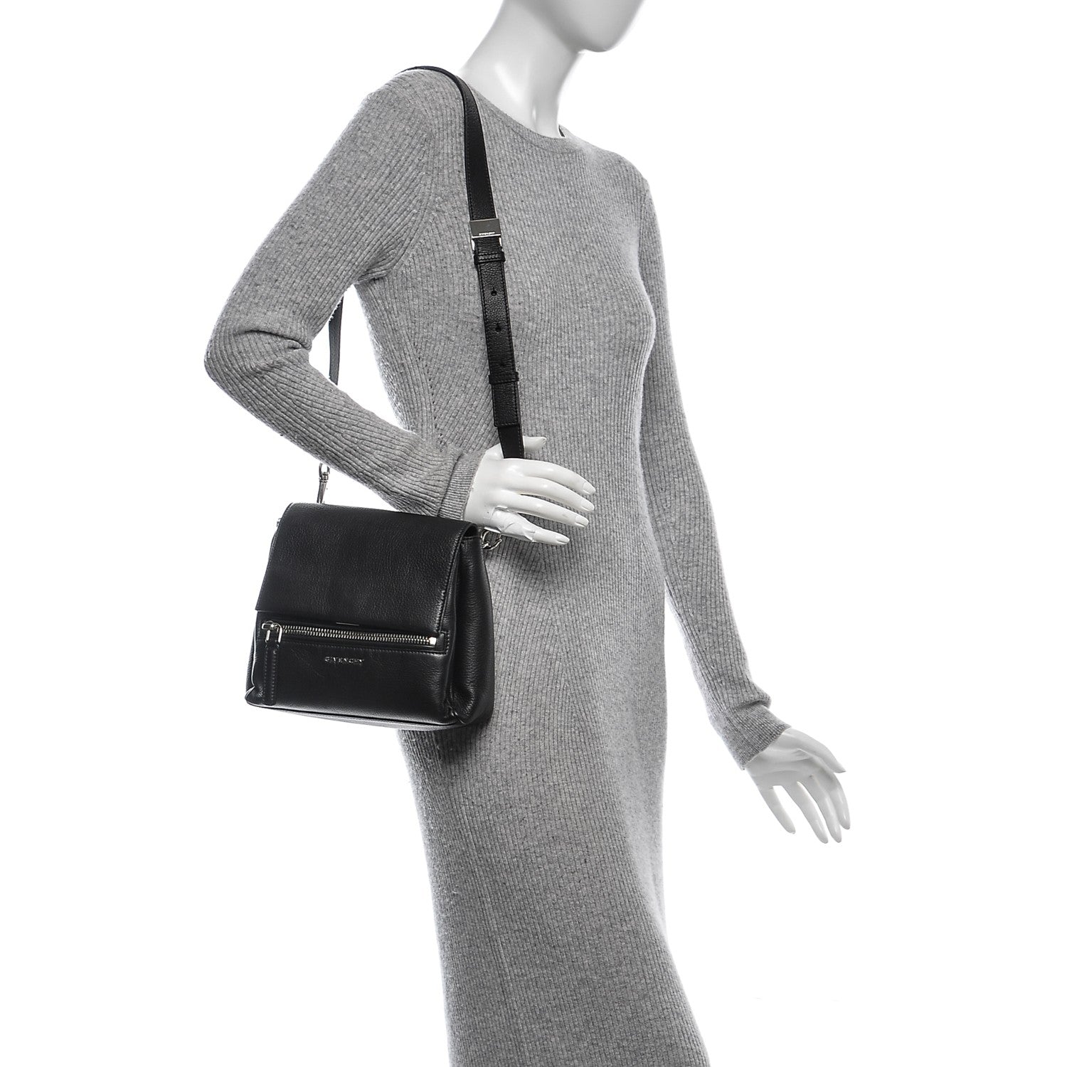 Givenchy Waxy Grained Calfskin Mini Pandora Pure Flap Bag Black 2 of 6