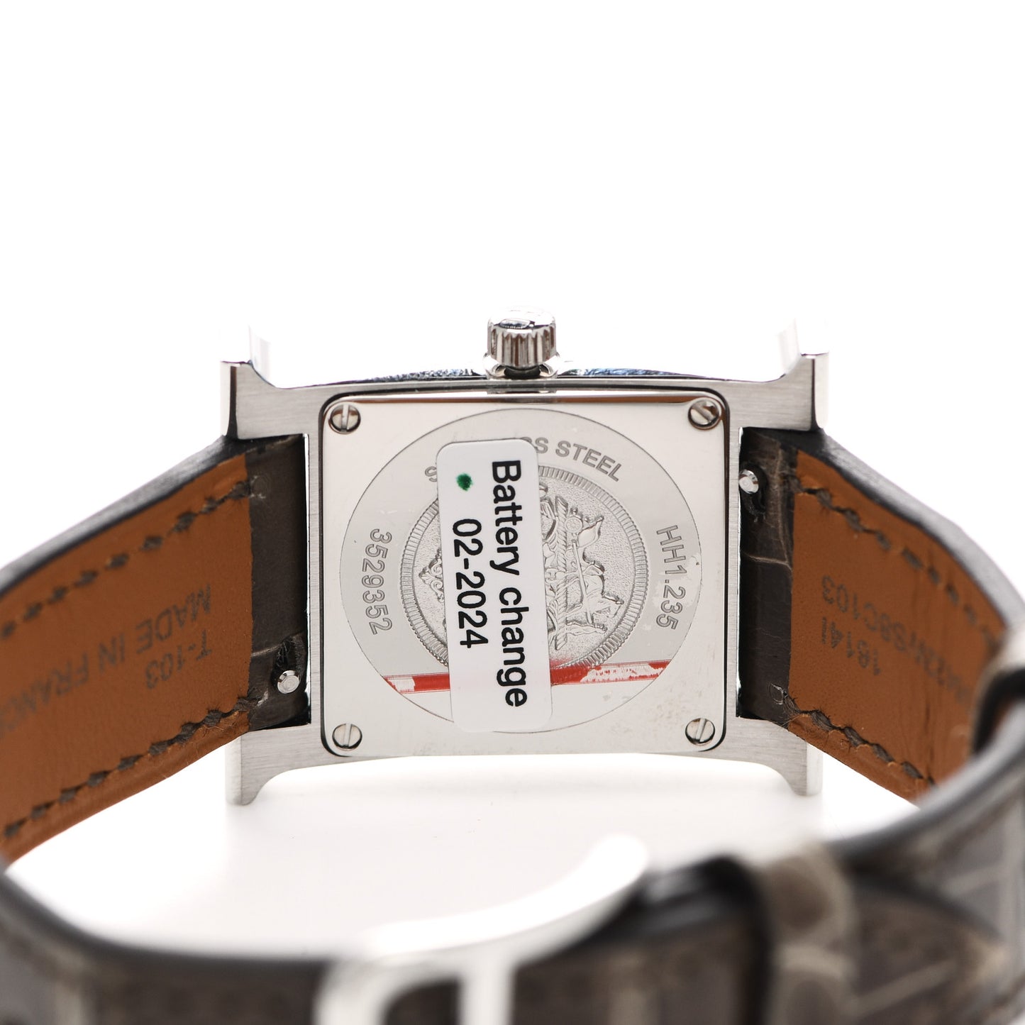 Stainless Steel Alligator Diamond Bezel Mother of Pearl 21mm Heure H Hour Quartz Watch Gris Elephant