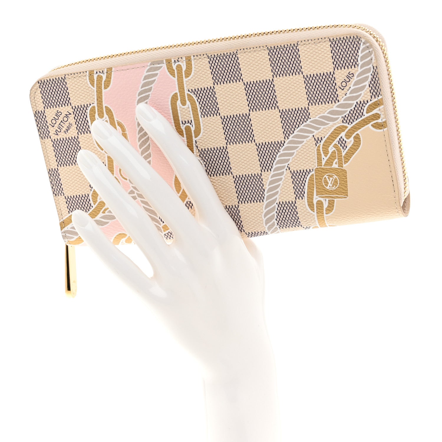 Louis Vuitton Damier Azur Nautical Zippy Wallet Gold 2 of 7