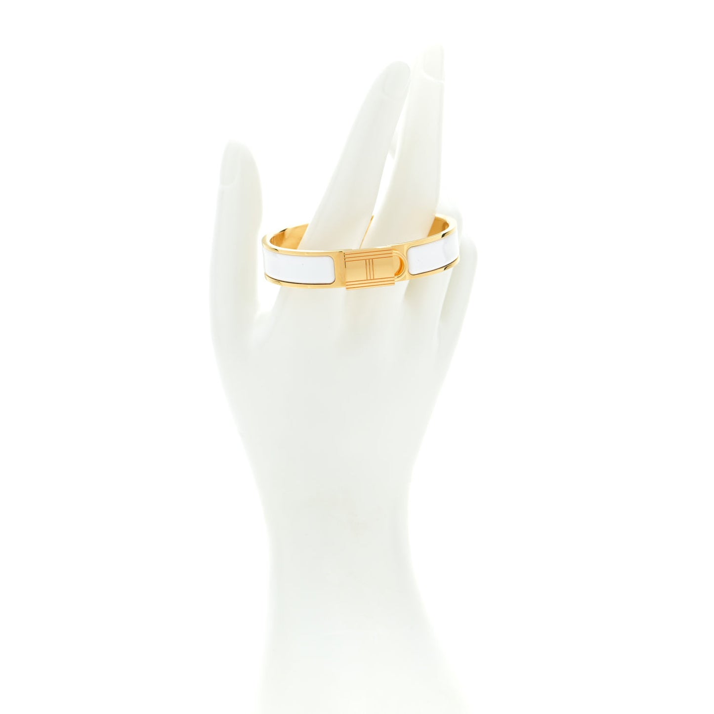 Enamel Narrow Clic Cadenas Bracelet PM White