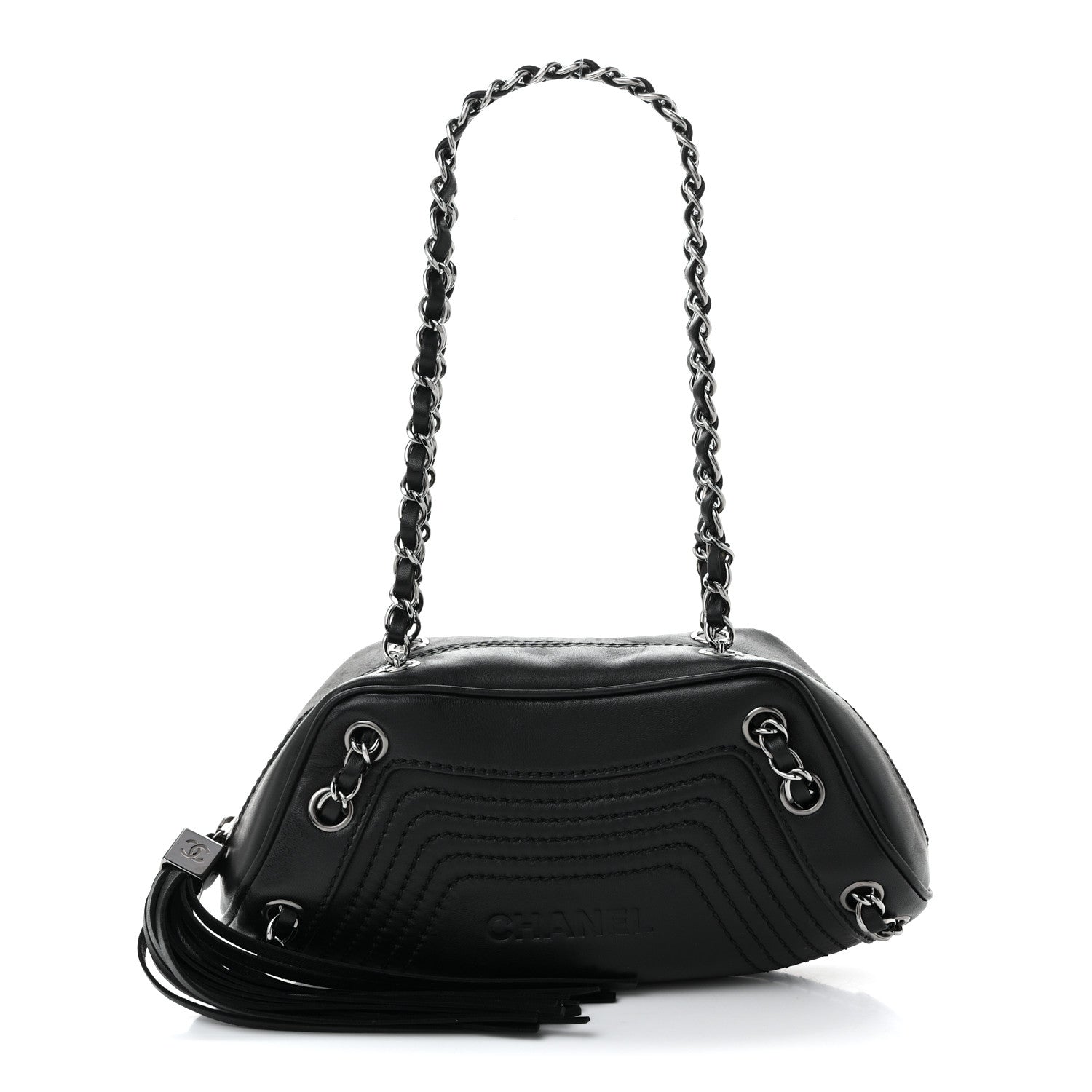 Chanel Lambskin Lax Small Tassel Shoulder Bag Black 1 of 11