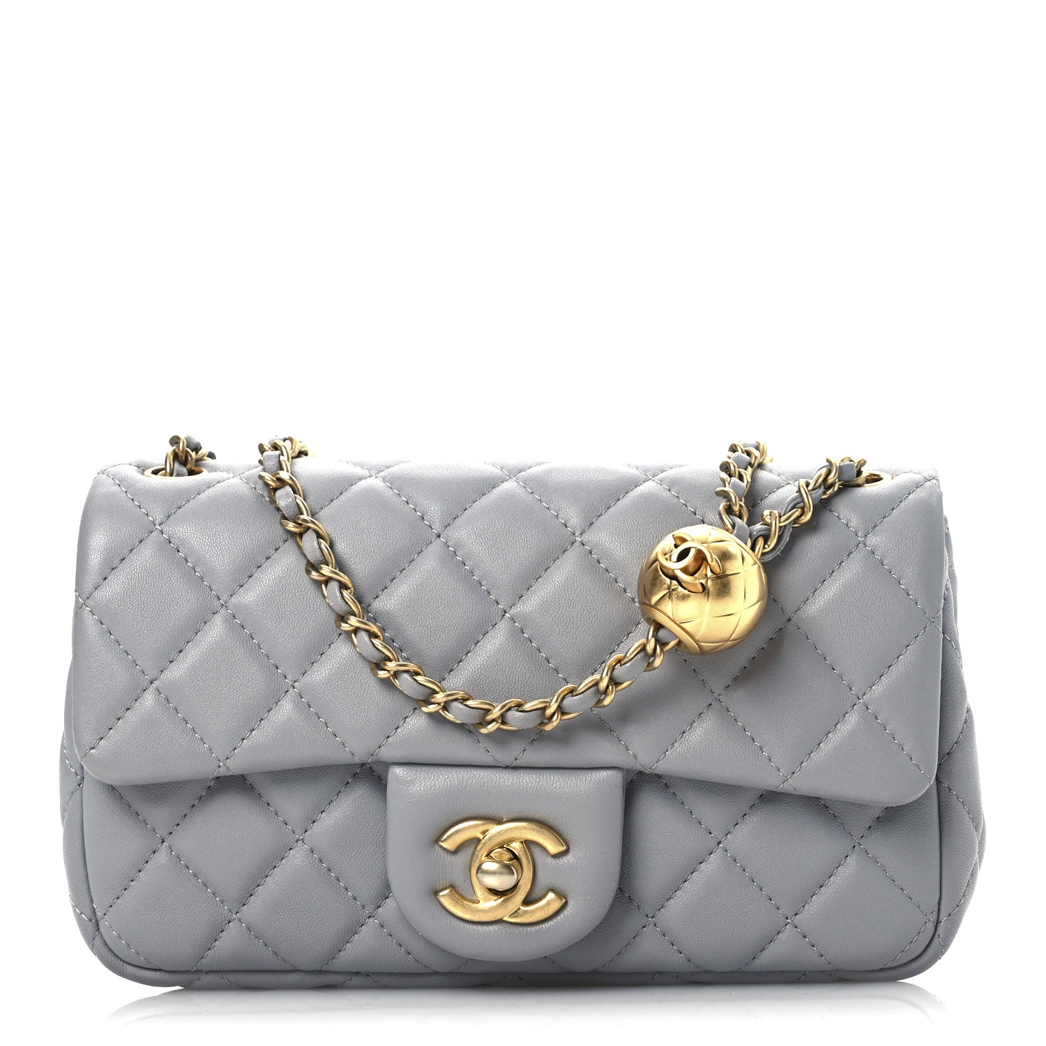Chanel Lambskin Quilted Mini Rectangular Pearl Crush Flap Grey 1 of 12