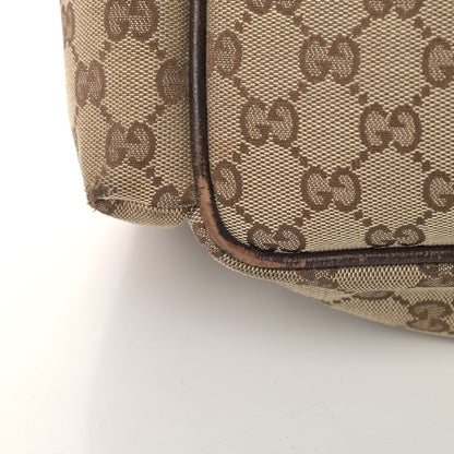 Gucci Monogram Natural Pigskin Large Diaper Bag Beige Ebony Cocoa Dark Chocolate 6 of 9
