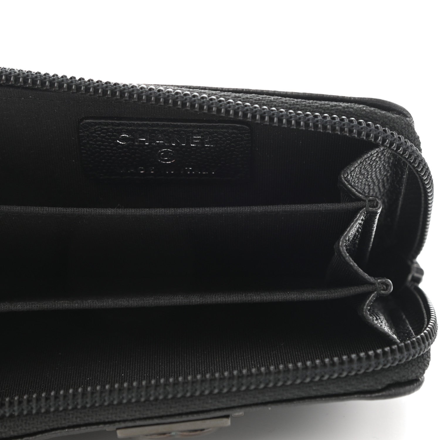 Chanel Caviar Quilted Boy Zip Around Coin Purse Wallet So Black 5 of 8